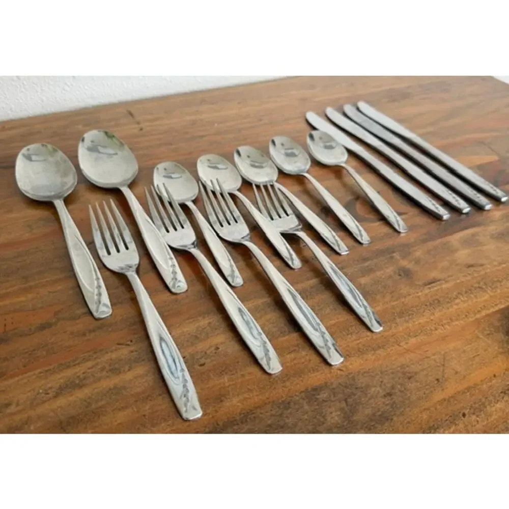 Vintage Rogers Cutlery Co Lawncrest Stainless Steel Mixed Flatware Lot MCM Retro
